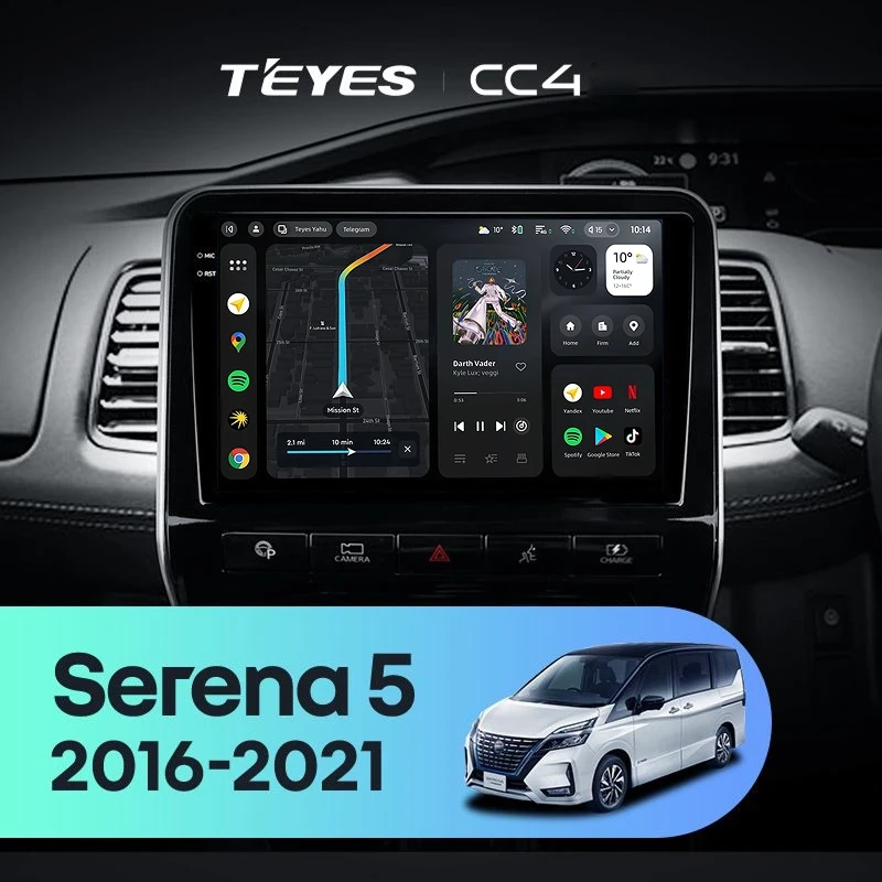 Штатная магнитола Teyes CC4 8/128 Nissan Serena 5 V C27 (2016-2021) F1 правый руль