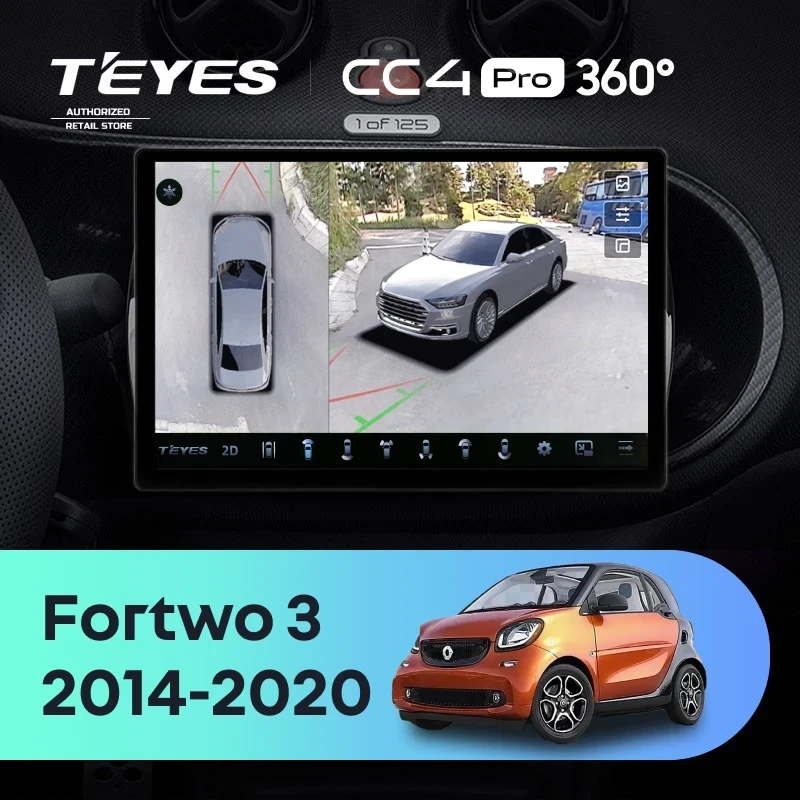 Штатная магнитола Teyes CC4 Pro 360 8/128 Mercedes-Benz Smart Fortwo 3 C453 A453 W453 (2014-2020) (13")