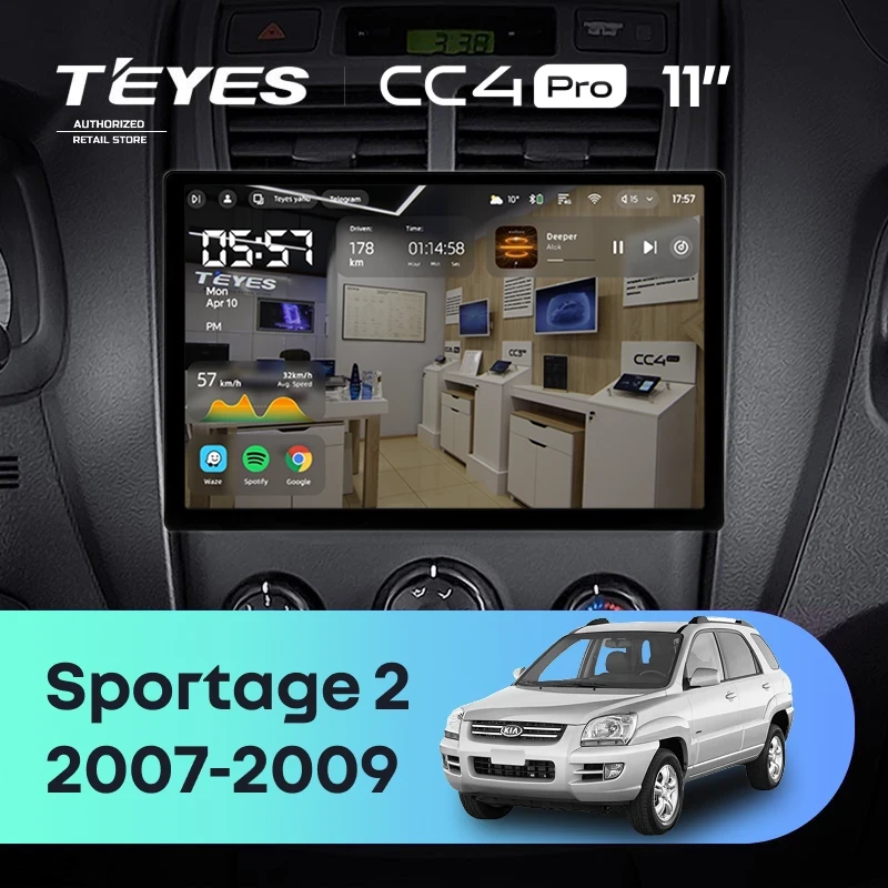 Штатная магнитола Teyes CC4 Pro 8/128 Kia Sportage 2 (2007-2009) (11")