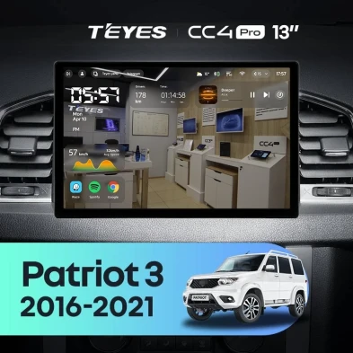 Штатная магнитола Teyes CC4 Pro 12/256 UAZ Patriot 3 (2016-2021) F2 (13")