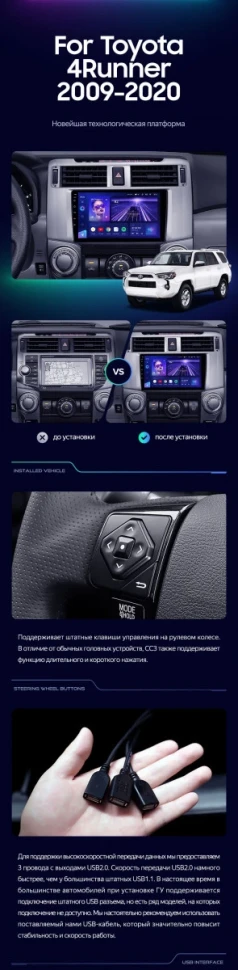 Штатная магнитола Teyes CC3 2K 360 6/128 Toyota 4Runner 5 N280 (2009-2020)