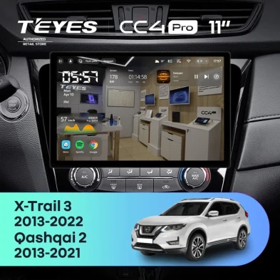 Штатная магнитола Teyes CC4 Pro 12/256 Nissan Qashqai 2 (2013-2021) F2 Тип-C (11")