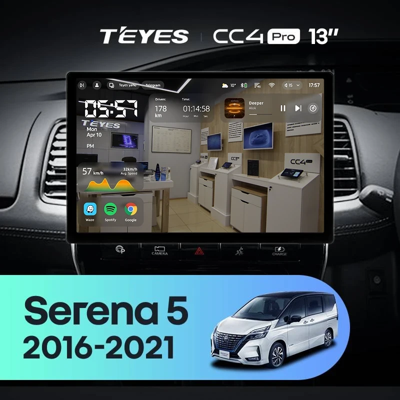 Штатная магнитола Teyes CC4 Pro 12/256 Nissan Serena 5 V C27 (2016-2021) F1 Правый руль (13")