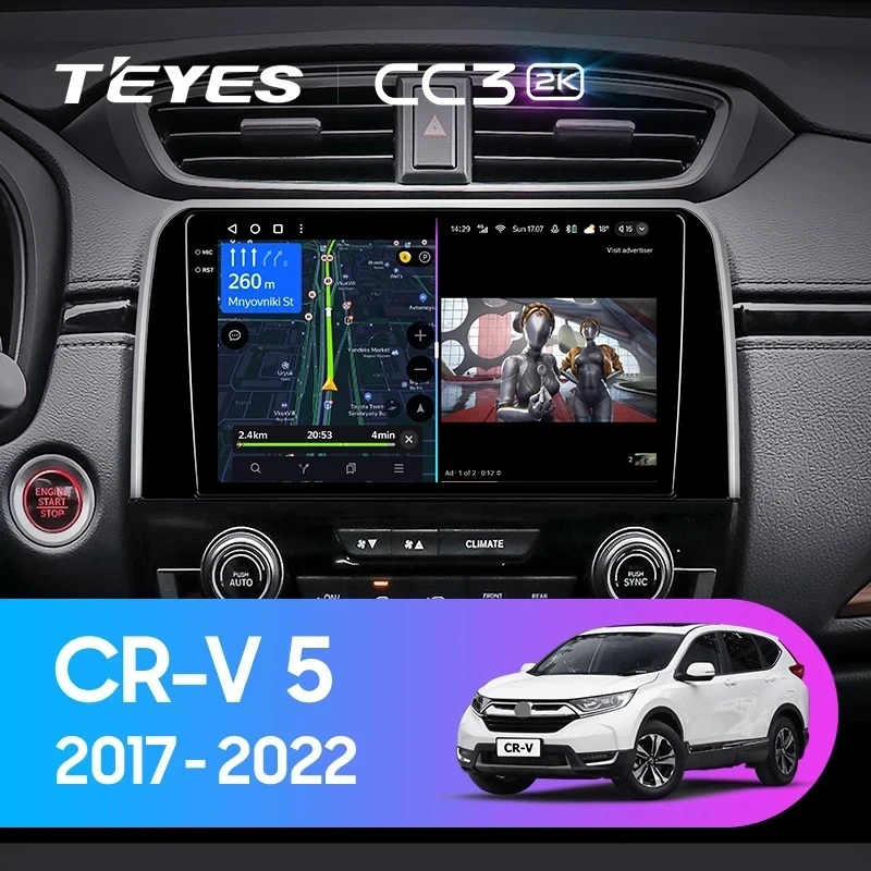 Штатная магнитола Teyes CC3 2K 4/32 Honda CR-V 5 RT RW (2017-2022)