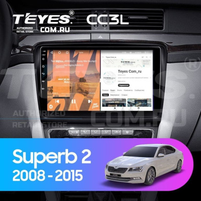Штатная магнитола Teyes CC3L 4/64 Skoda Superb 2 B6 (2008-2015) (10 inch Universal)