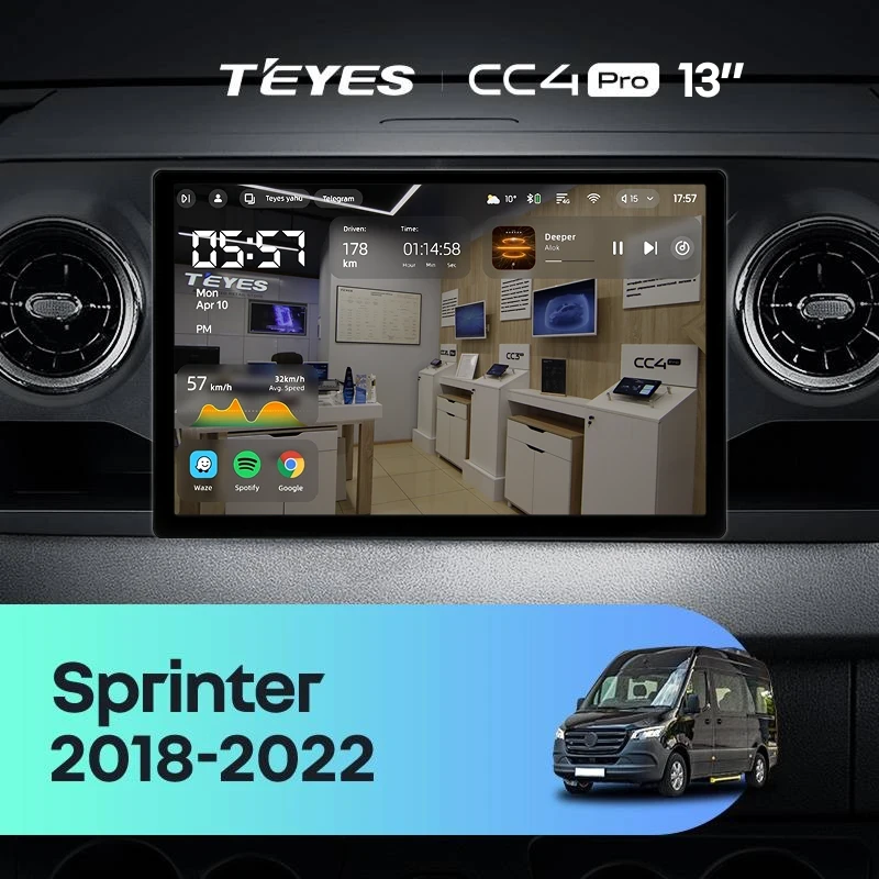 Штатная магнитола Teyes CC4 Pro 8/128 Mercedes-Benz Sprinter (2018-2022) F1 (13")