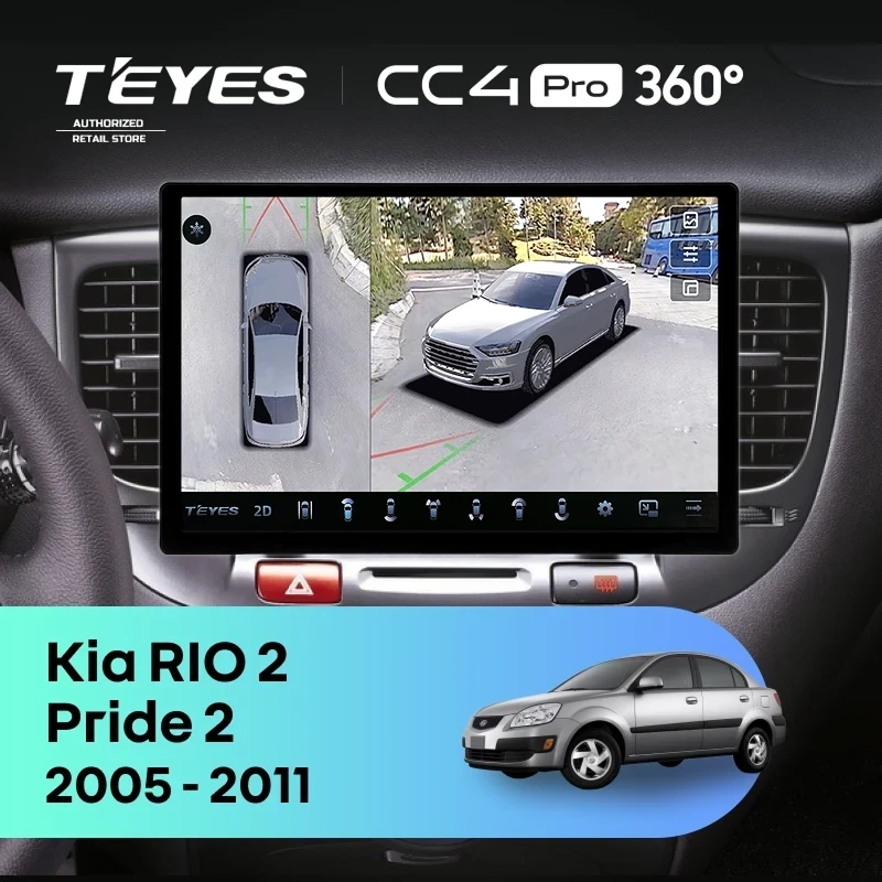 Штатная магнитола Teyes CC4 Pro 360 12/256 Kia Rio 2 (2005-2011) F2 (11")