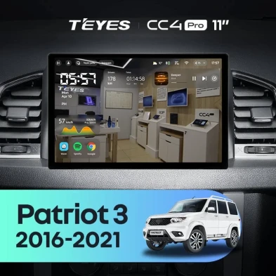 Штатная магнитола Teyes CC4 Pro 12/256 UAZ Patriot 3 (2016-2021) F2 (11")