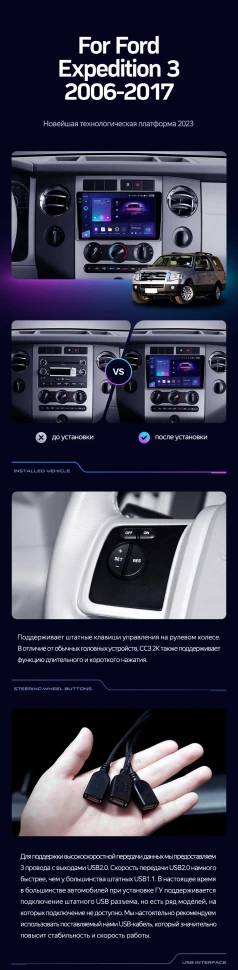 Штатная магнитола Teyes CC3 2K 6/128 Ford Expedition 3 U3242 U3542 U324 U354 (2006-2017)