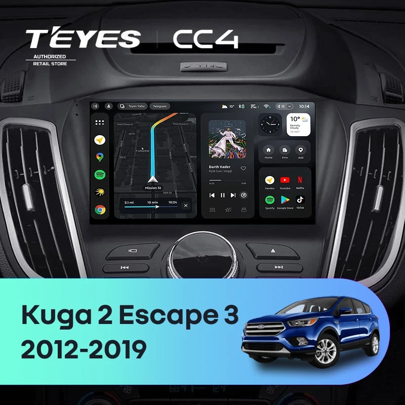 Штатная магнитола Teyes CC4 8/128 Ford Kuga 2 (2012-2019) Тип-B
