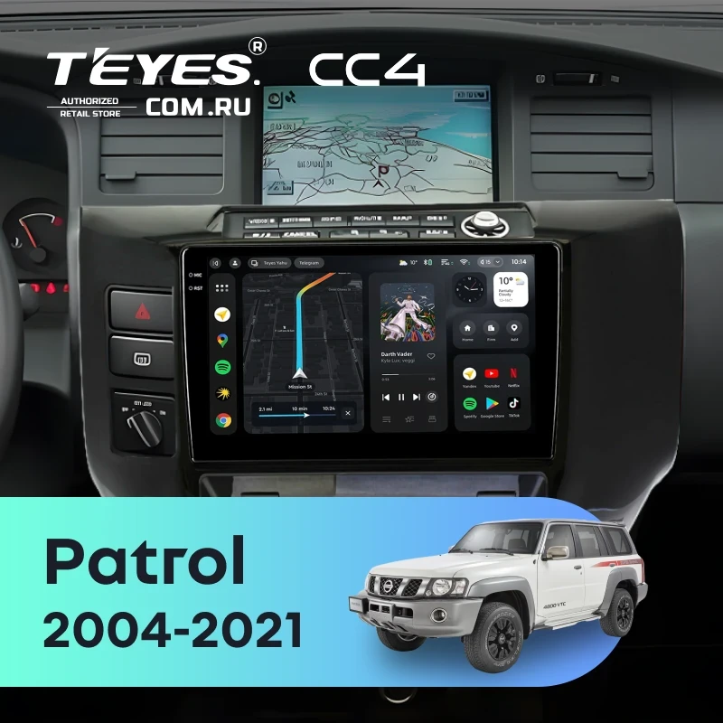 Штатная магнитола Teyes CC4 6/64 Nissan Patrol V 5 Y61 (2004-2021) F3 (черный)