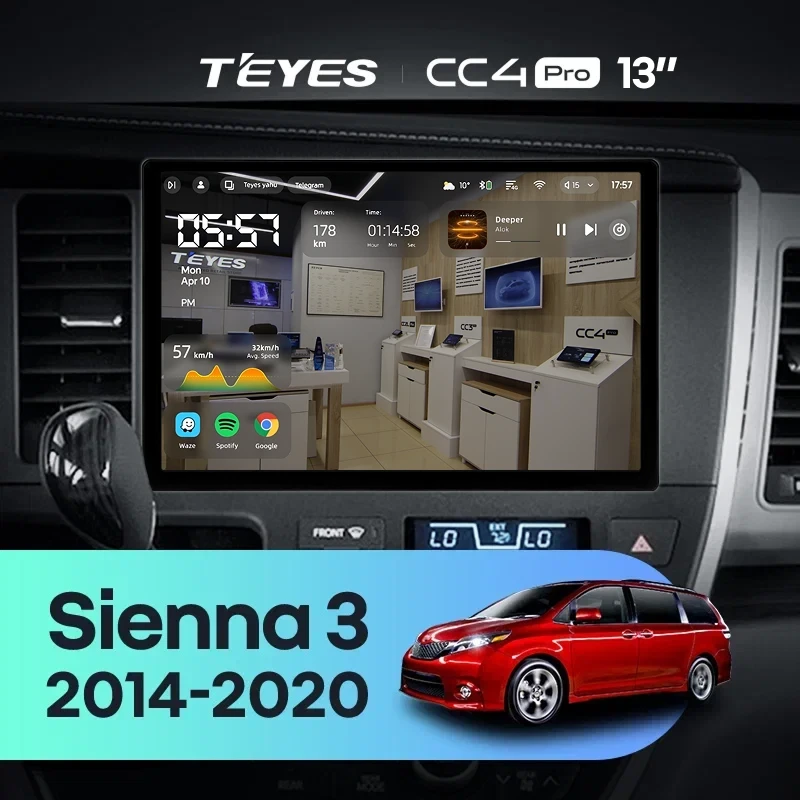 Штатная магнитола Teyes CC4 Pro 8/128 Toyota Sienna 3 XL30 (2014-2020) (13")