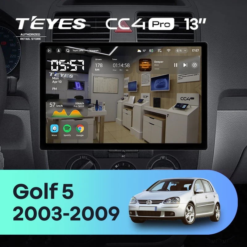 Штатная магнитола Teyes CC4 Pro 12/256 Volkswagen Golf 5 (2003-2009) F2 (13")