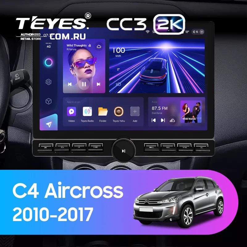 Штатная магнитола Teyes CC3 2K 6/128 Citroen C4 Aircross (2010-2017) Тип-A (13" с кнопками)
